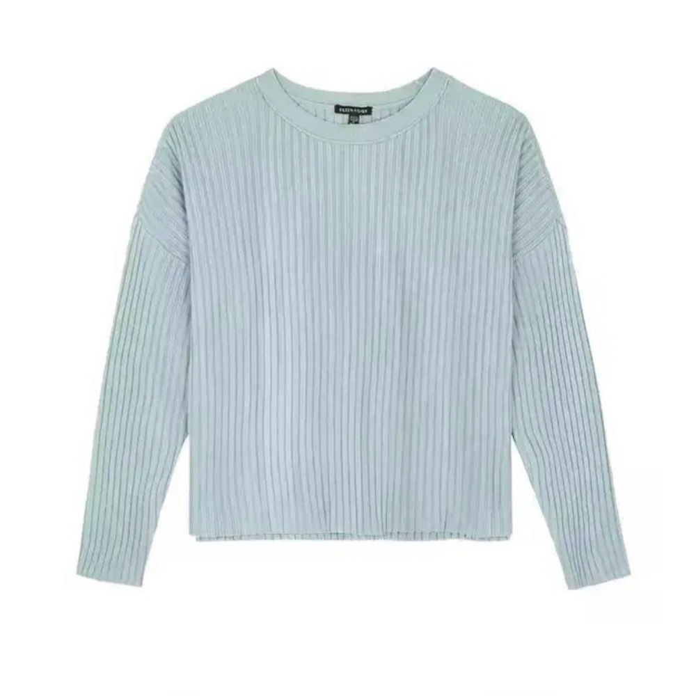 Eileen Fisher Light Blue Ribbed Sweater Size Small